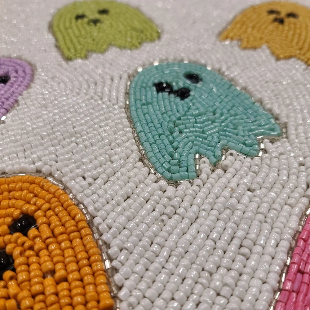 Sparkly Beaded GHOST Bright Colored Placemat Charger 15